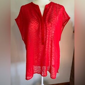 Old Navy red textured sheer top